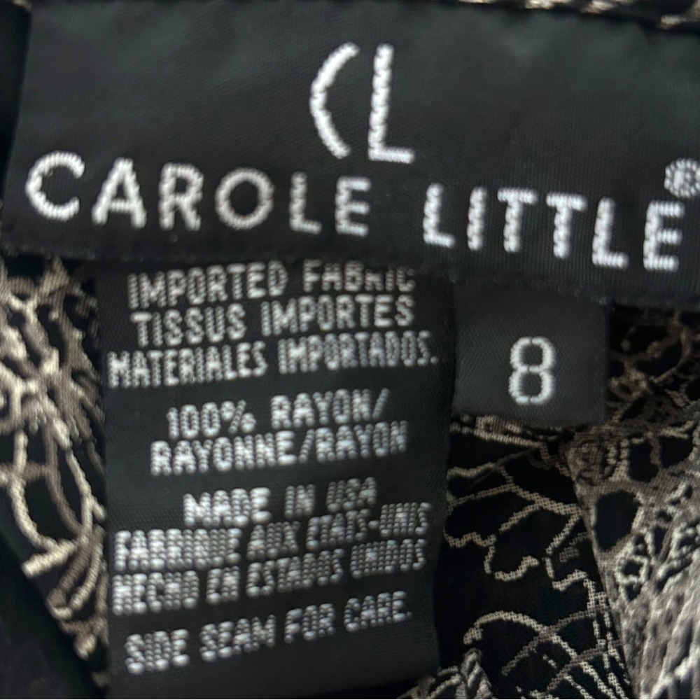 4/$20 Vintage Carole Little Black White Paisley Rayon Button Front Blouse M - Picture 5 of 5